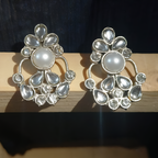 Elegant floral white stone stud earrings