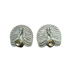 Oxidised silver peacock stud earrings.
