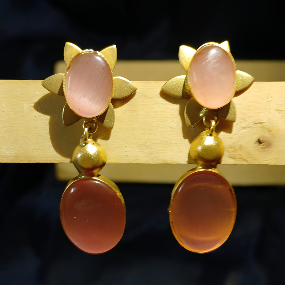 Everydaywear lovely pink teardrop gold earrings for women