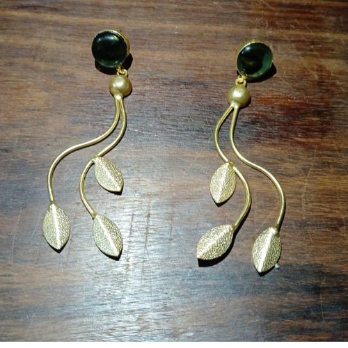Golden Leaf shaped drop & dangle earrings for everyday wear .