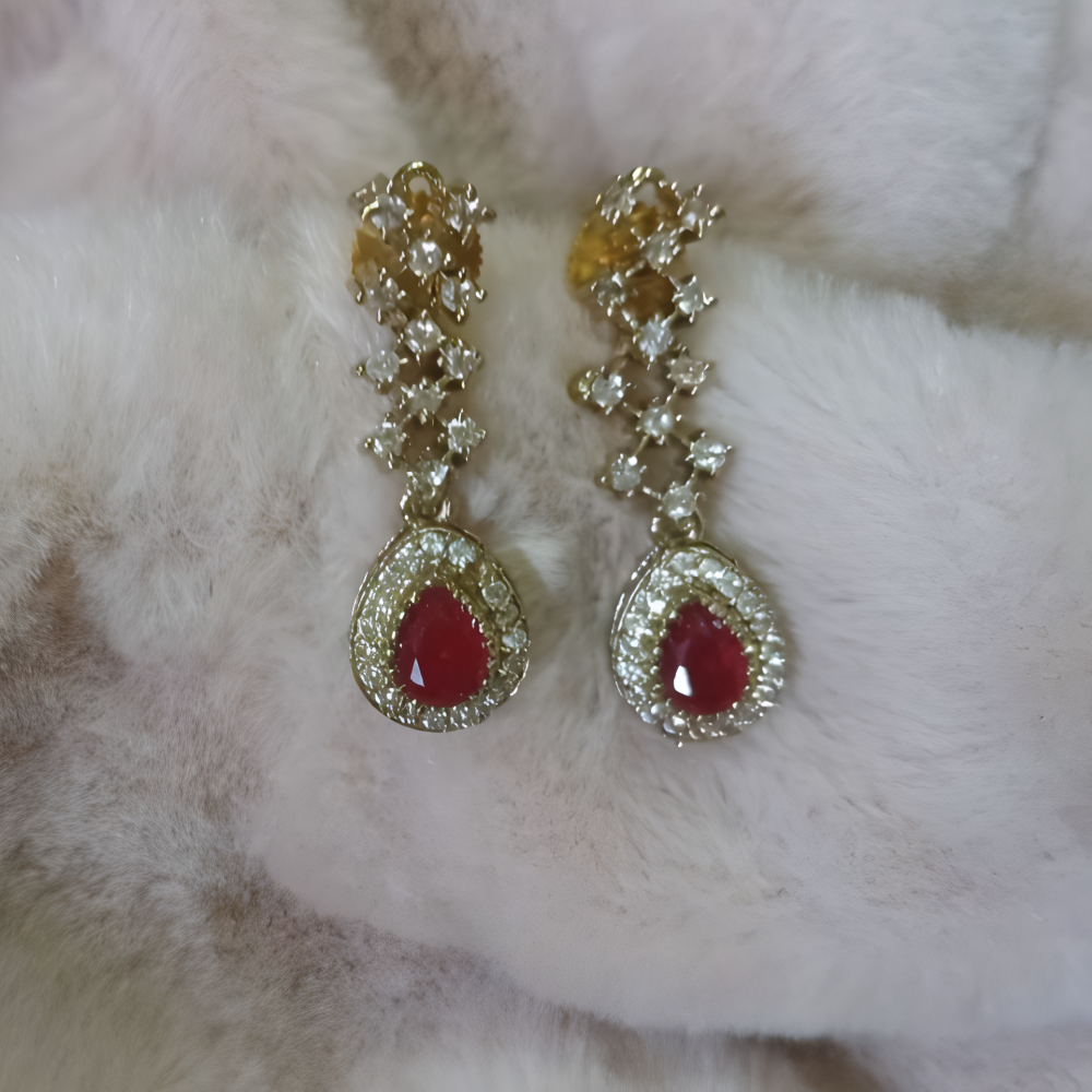 Gold American Ad & Kundan Drop & Dangle Earrings