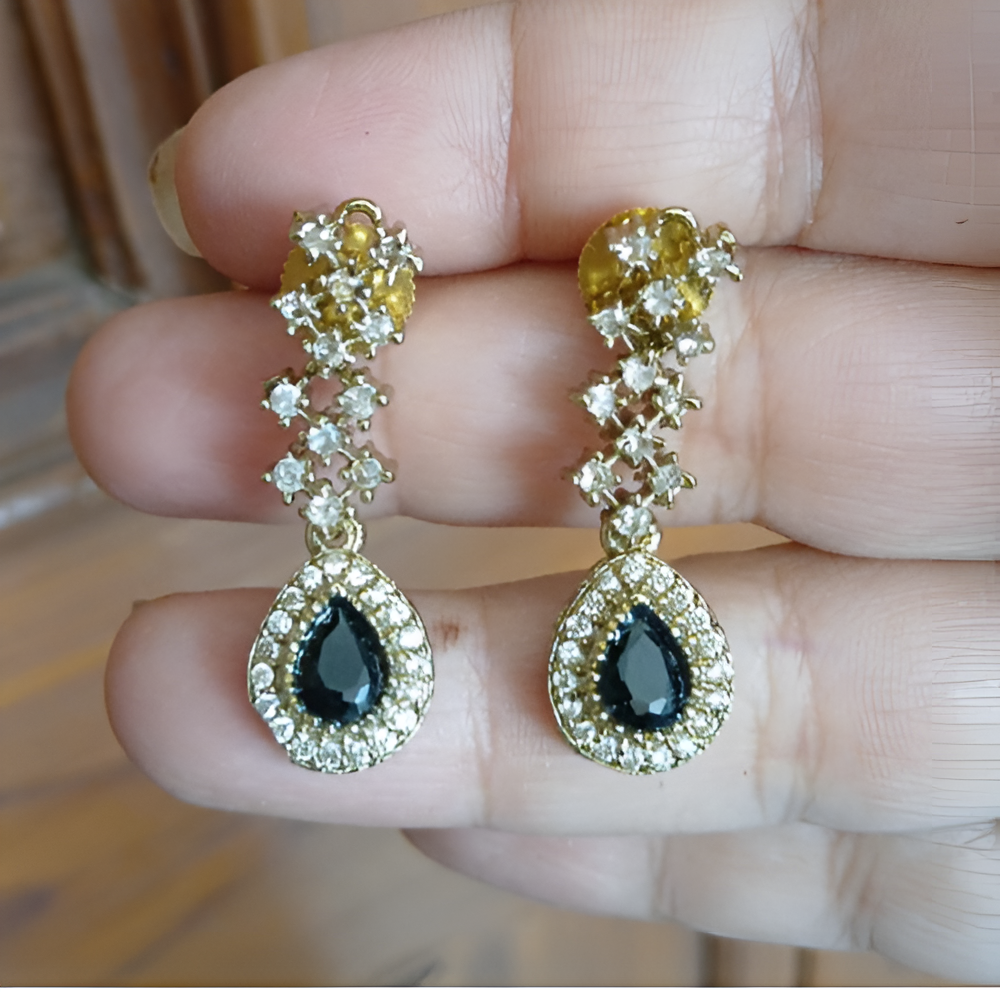 Gold American Ad & Kundan Drop & Dangle Earrings