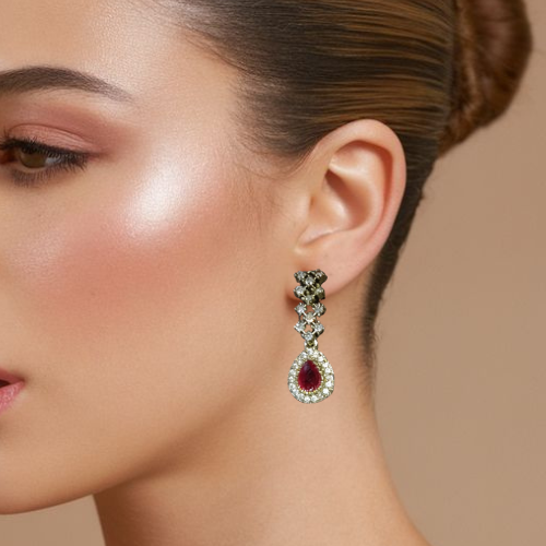 Gold American Ad & Kundan Drop & Dangle Earrings