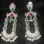 peacock design kundan earrings
